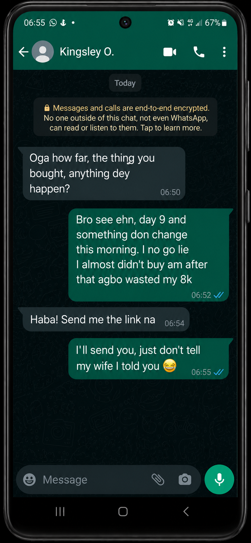 WhatsApp message from buyer