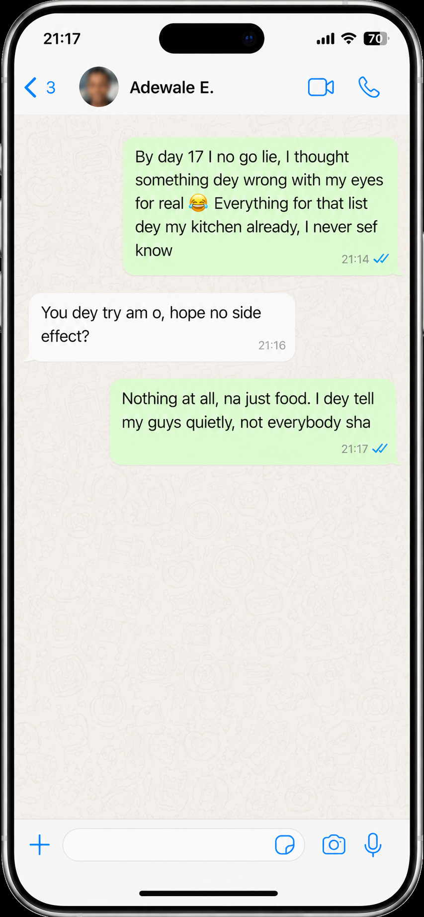 WhatsApp message from buyer