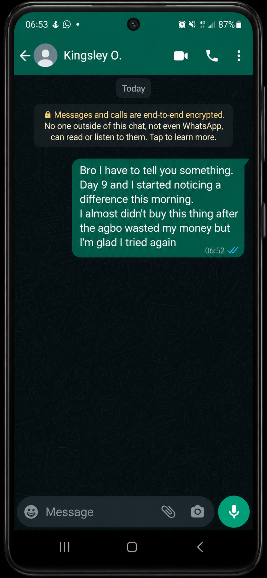 WhatsApp message from buyer